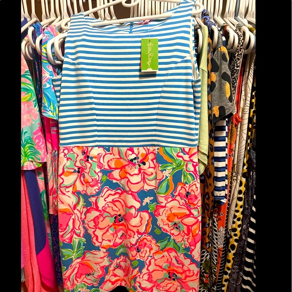 Lilly Pulitzer Dresses & Skirts - NWT Lilly Pulitzer Large Julianna Dress Lucky Chin Combo Flutter Blue